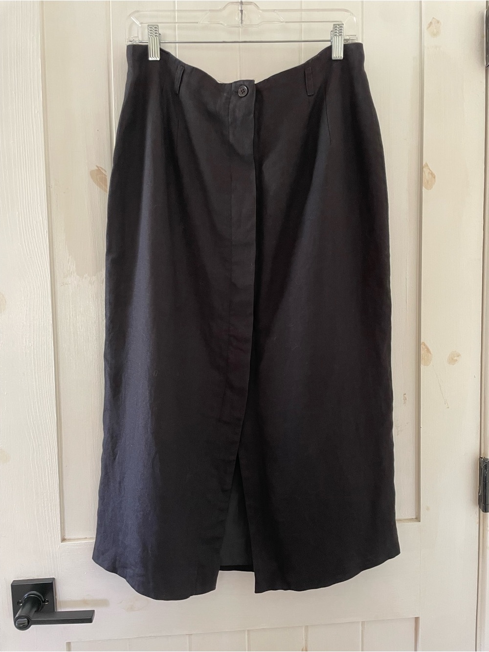 Talbots 100% Irish  Linen Skirt Black Midi Lined Size Petite 16 - Picture 2 of 7